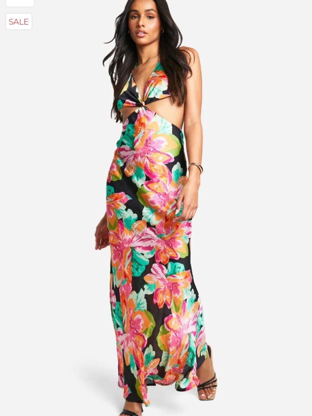 Tall Chiffon Jacquard Floral Cut Out
Maxi Dress